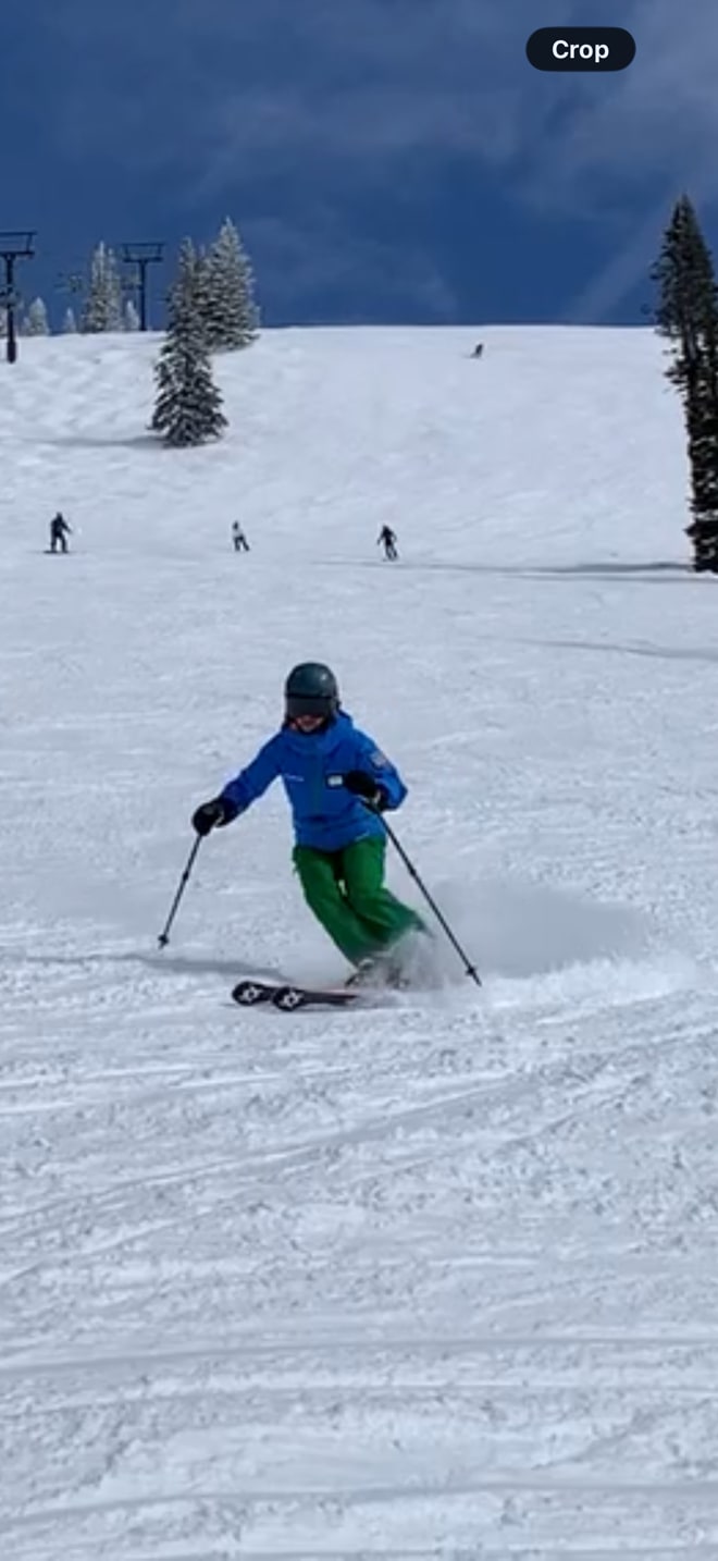 Helen Hillmuth making a balanced alpine turn at Steamboat